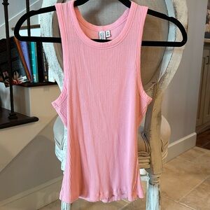 & Other Stories fitted bubble gum pink ribbed scoop neck tank top